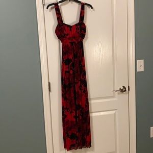 Red and black high low dress